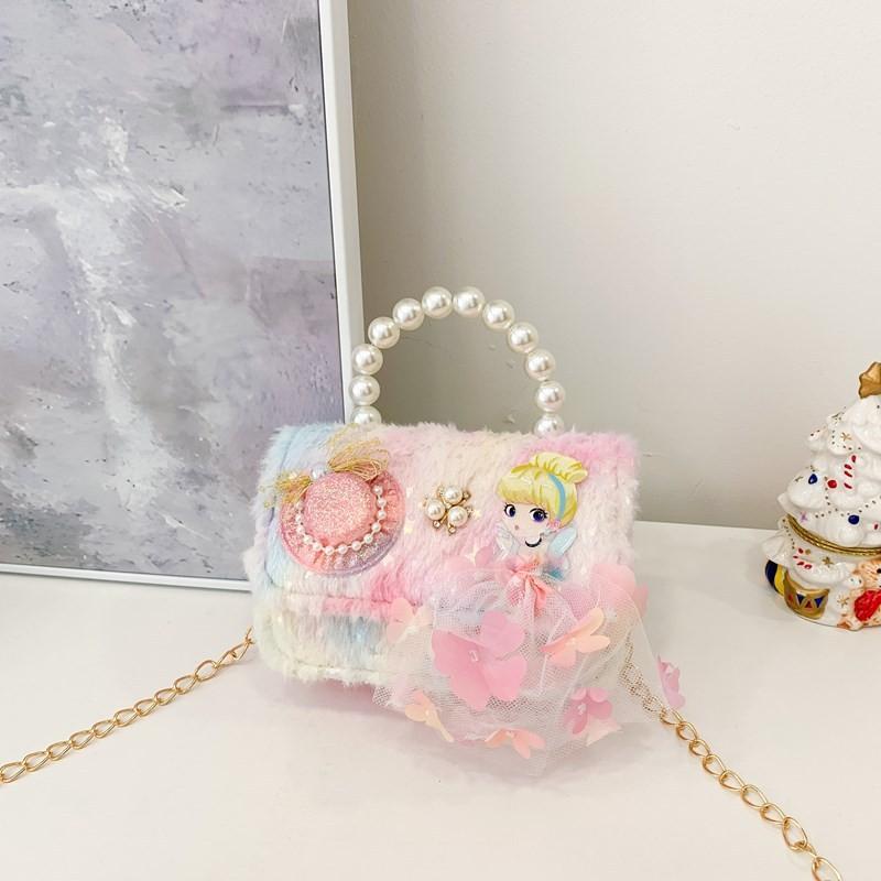Plush Chic Pearl Handbag For Kids Trendy Mini Shoulder Bag In Vibrant Colors