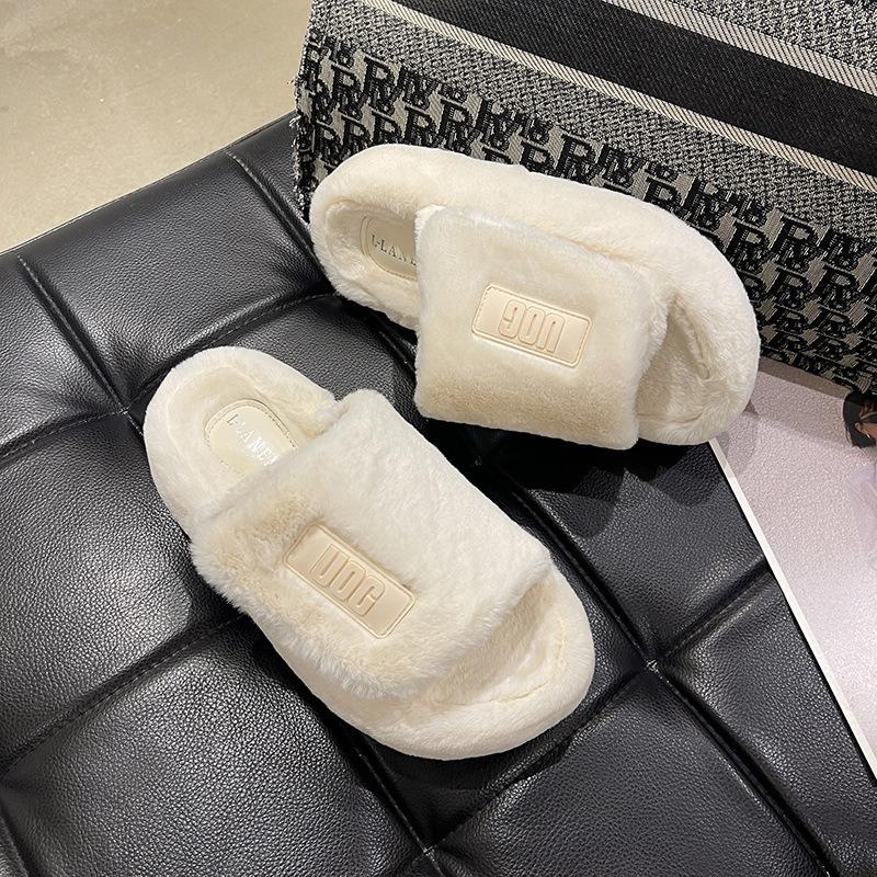 2024 Новые толстые пушистые женские плюшевые тапочки с эффектом увеличения высоты