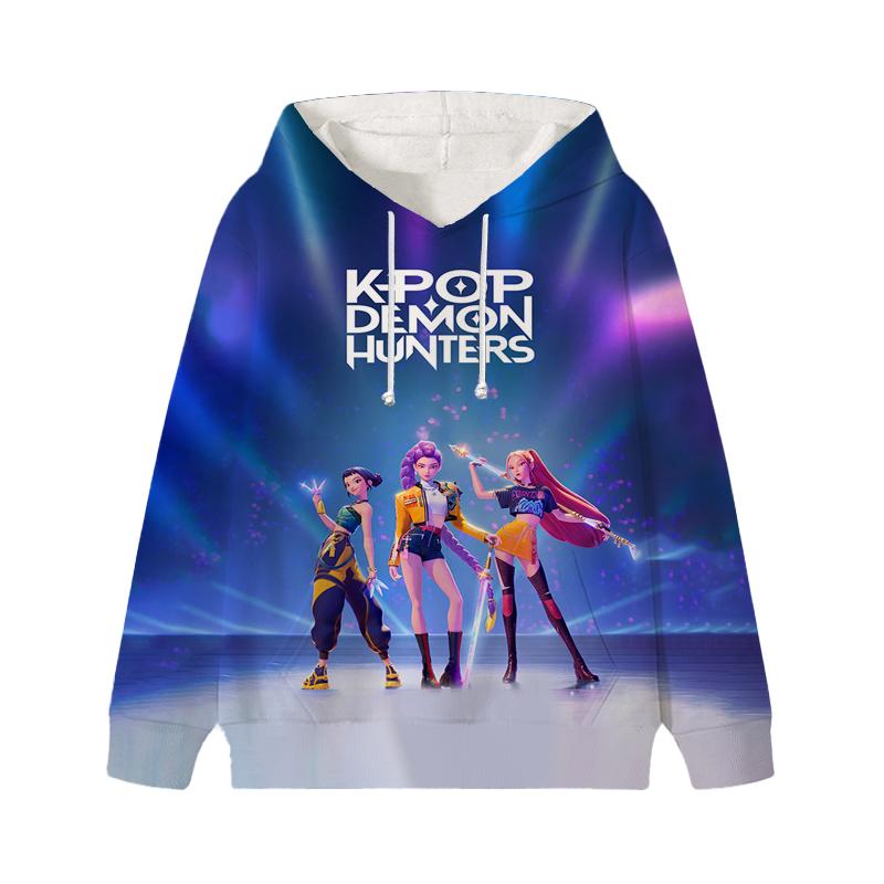 Толстовка Demon Hunters Zoey Rumi Mira KPop Huntrix Girl Детская толстовка Детская Саджа Мальчики Пуловер Харадзюку Осень Зима Топы
