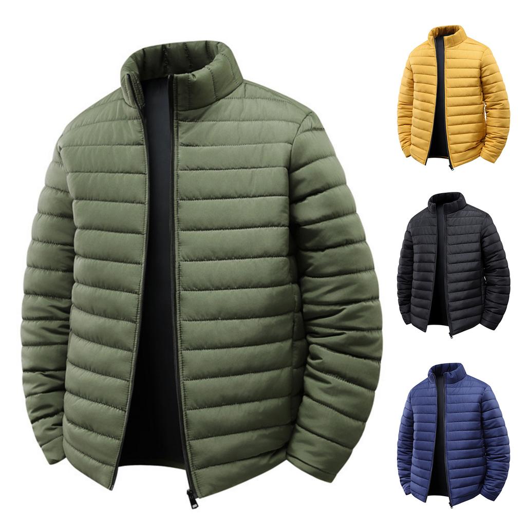 Men's And Women's Casual Solid-color Stand-up Collar, Fleece And Cotton Warm Long-sleeved Zipper Cotton Jacket