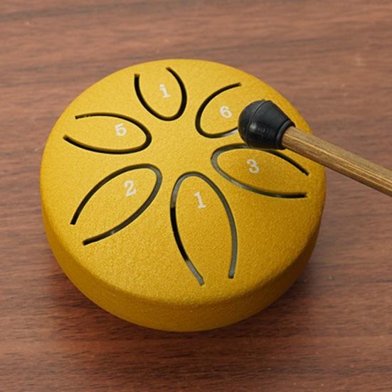 Стальной язычковый барабан 3 дюйма 6 нот уличный садовый колокольчик для чакры мини-барабан маленький эфирный ручной барабан с колотушкой для дзен-йоги