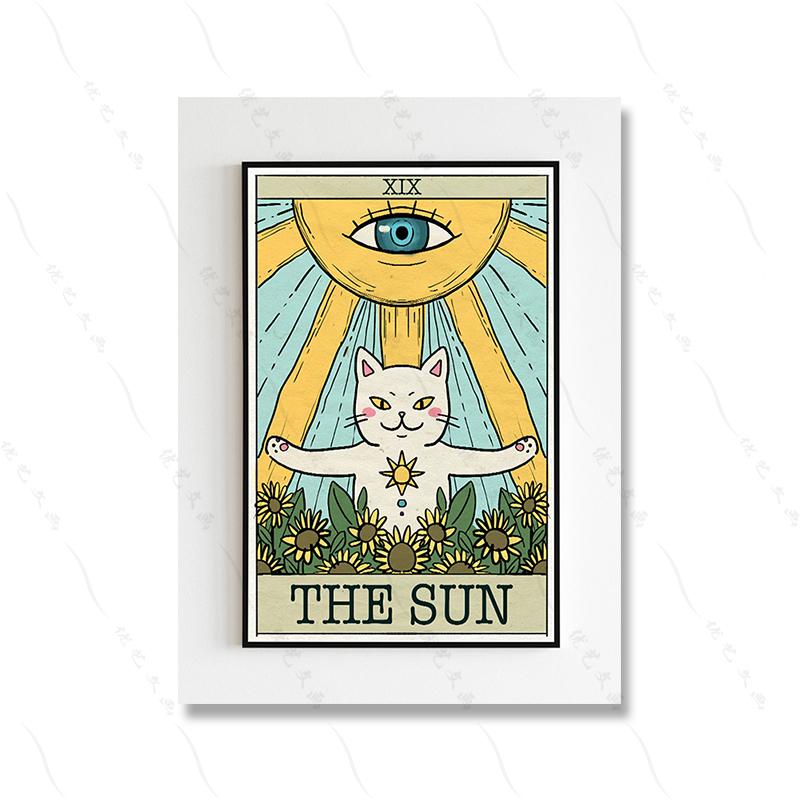 Забавный принт «Влюбленные Таро Свинья», настенный художественный декор, Kawaii, офисная комната, холст, картина, ретро, ​​абстрактная карта Таро, домашний декор, постер