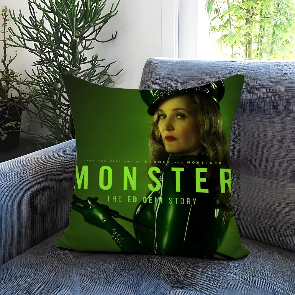 Hot Mmonster The Ed Gein Storyied Cushion Cover Comfortable Reversible Pillow Cover Ideal for Car Sofa Bedroom Beyond