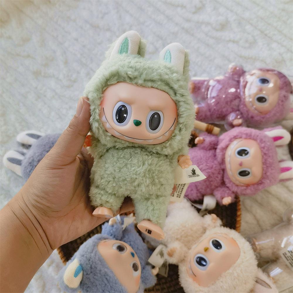 Labubu 1.0 Monster Auto Plush Hanging Ornament Cute Anime Blind Box Heartbeat Macaron Keychain Dashboard Mirror Decor Kids Birthday Christmas Gift Toy