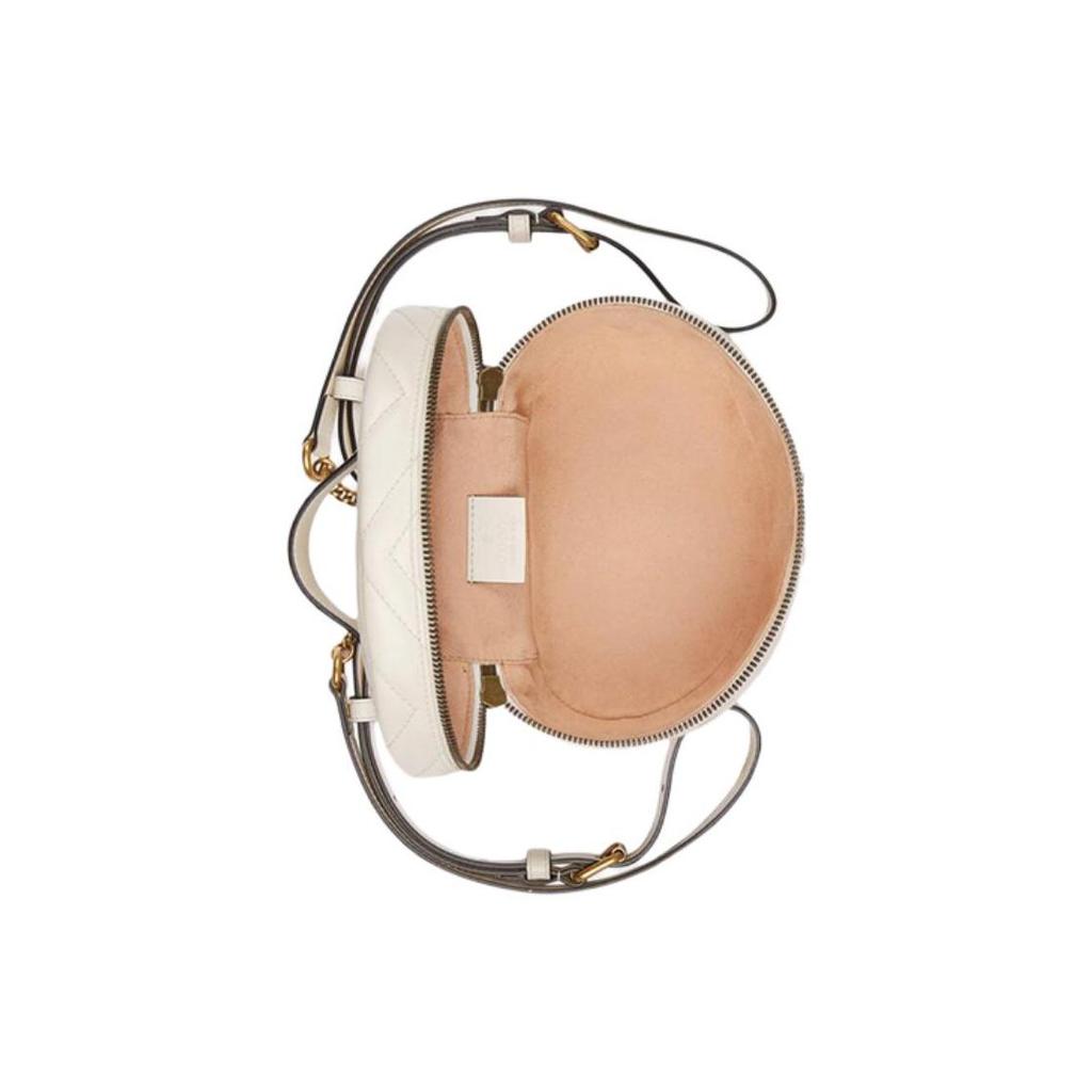 Gucci Женский мини-рюкзак-кроссбоди Gucci Marmont Matelassé из кожи, круглый, белый, для повседневного использования