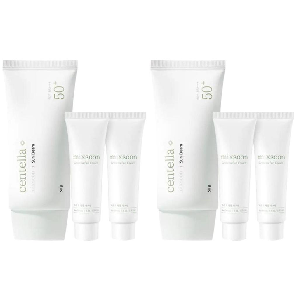 mixsoon Солнцезащитный крем с центеллой SPF 50+ PA++++ Успокаивающий и увлажняющий Набор 1+1 (50 мл x 2 шт. + 5 мл x 4 шт.)