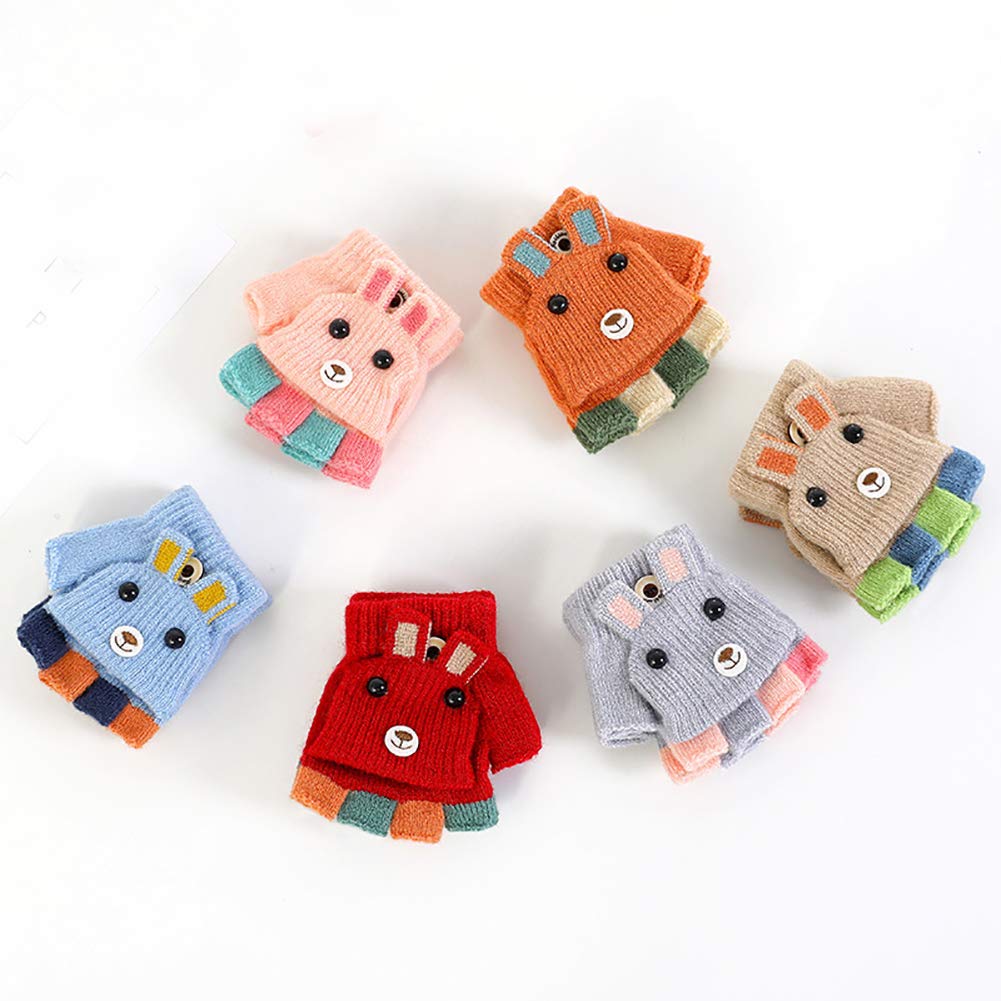 Eigenn Knit Gloves for Boys and with Mitten Fingerless and Warm and Perfect for Snow and More Kids' Babies, Girls, Covers, Half-Finger, Play, School,