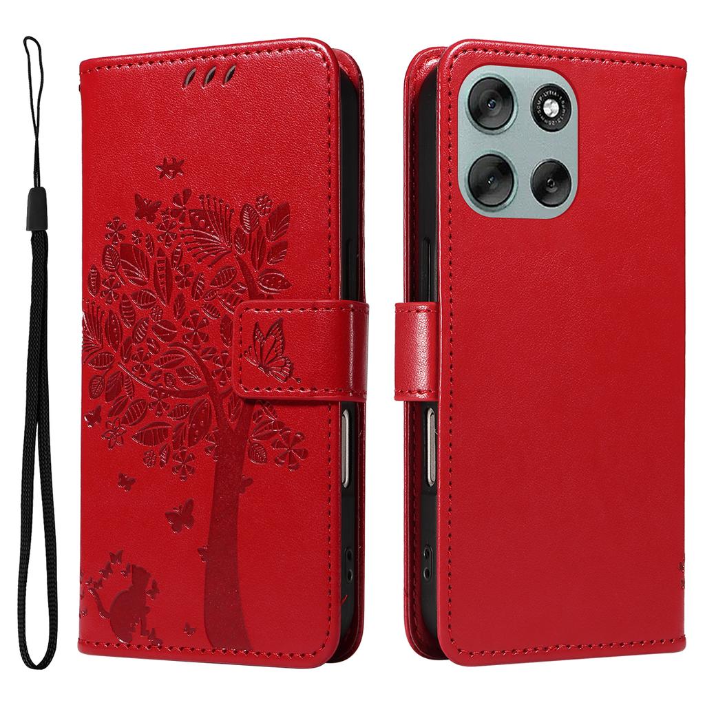 For Motorola Moto G56 5G Phone Case with Stand Cat Tree Pattern Leather Wallet Mobile Cover