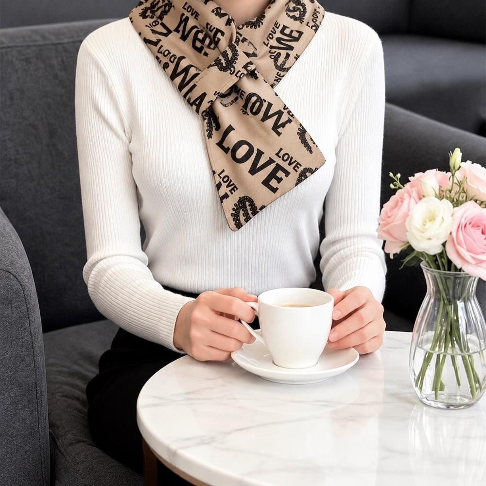 With Pocket Neck Warmer Scarf Khaki Letter Print Warm Neck Wrap Outdoor Cold Weather