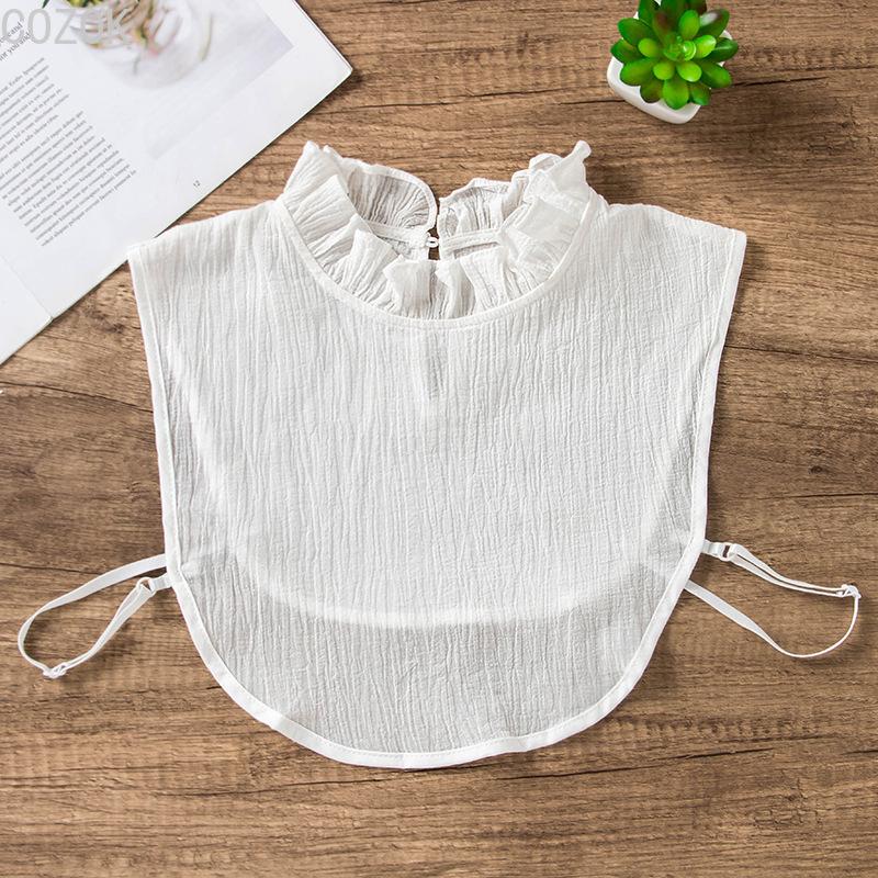 Women's Solid Colour Black White Vertical Small Flip Collar Versatile Shirt Jumper Jumper Fashion Lace False Collar Four Seasons