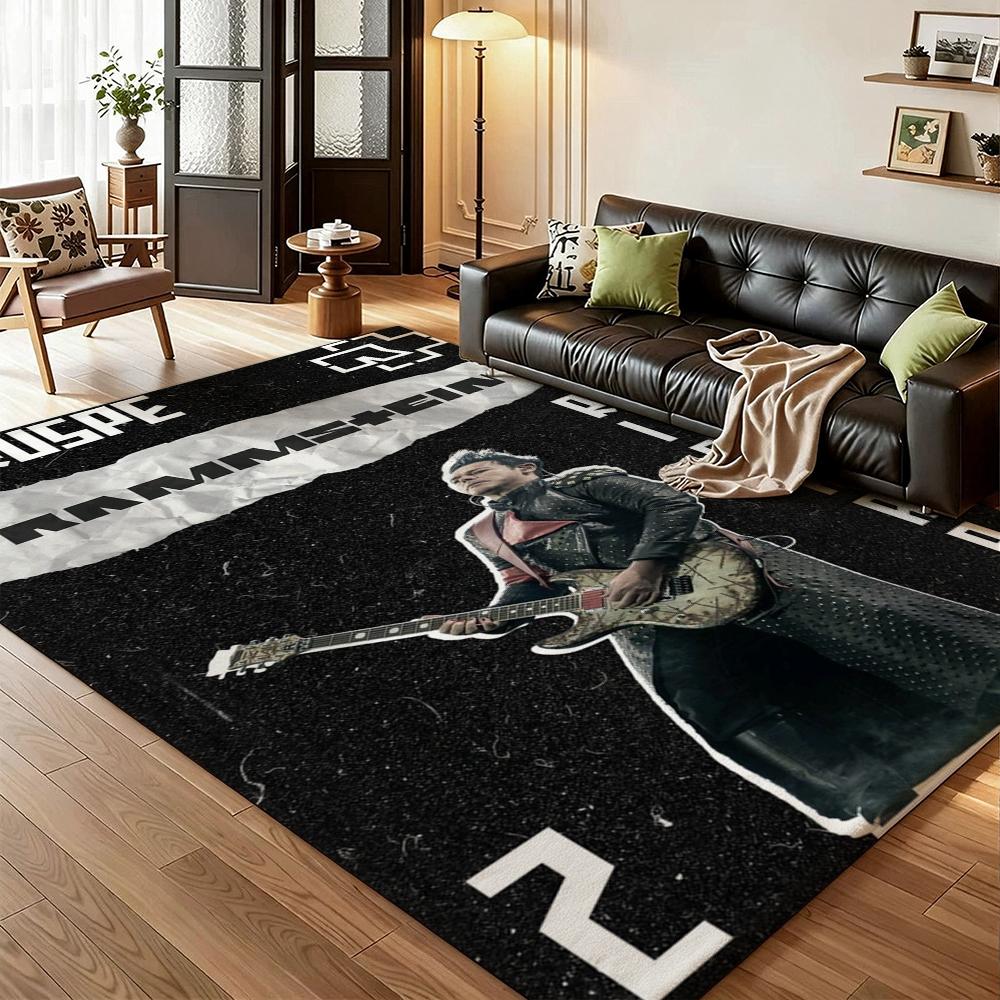 Rammstein Iconic Band Logo Indoor Rug Durable Easyclean Carpet For Study Reading Area Home Party Decor Christmas Gift
