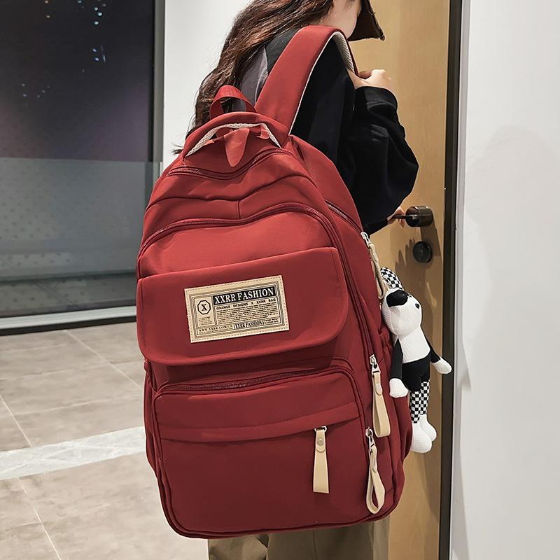 Школьные рюкзаки Студенты колледжа Девушки Старшеклассники Рюкзак большой вместимости Бордовый Рюкзаки для учеников средней школы