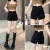 2024 Women's High Waist A-line Black Shorts: Slimming Spring/Summer Casual Outwear