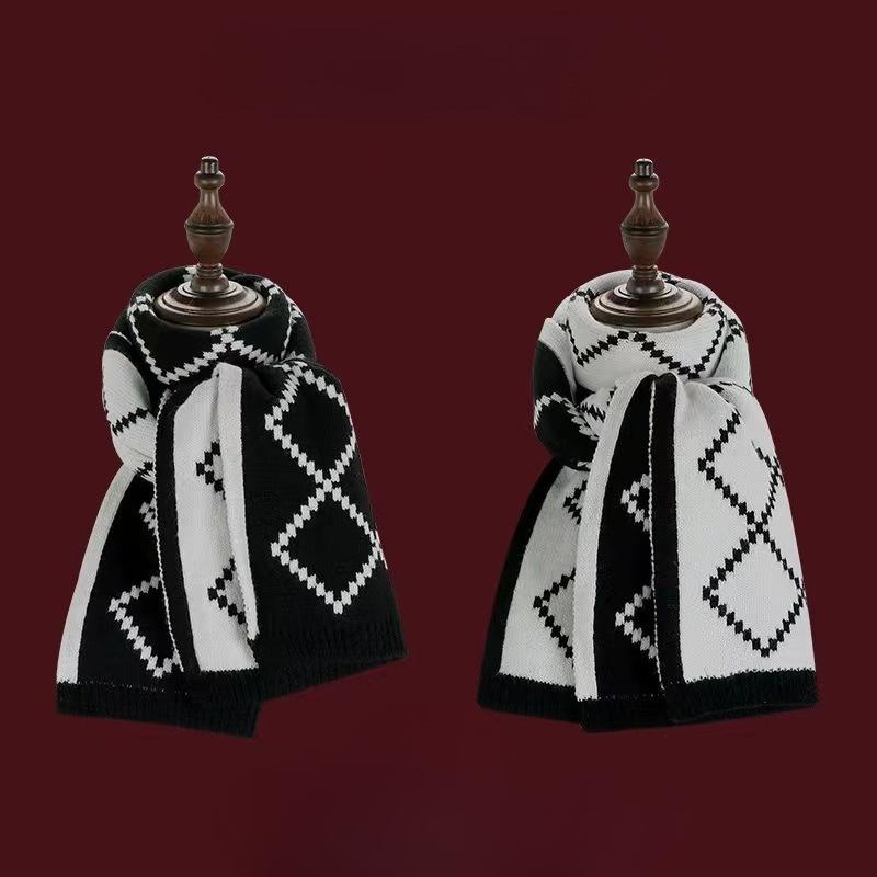 Winter Warm Cute Knitted Scarf Atmosphere Student Couple Versatile Double Sided Wearable