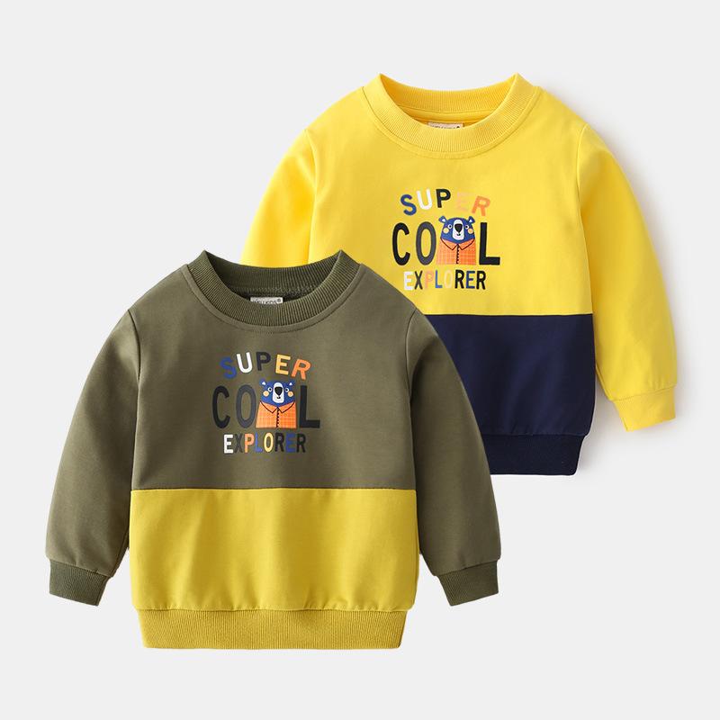 No hooded autumn boys sweater cartoon children's clothing, cute fashion casual long-sleeved top