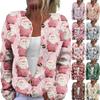 Women's Fashion Christmas Print Long Sleeve Knitted Cardigan Button Jacket