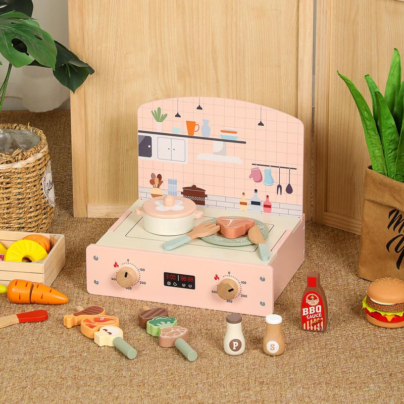Деревянная Имитация Кухни Барбекю И Кухонной Утвари Детский Игровой Набор Для Детей Для Игры И Обучения