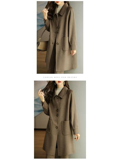 Женское шерстяное пальто с лацканами большого размера - Зима 2025: Идеальная средняя длина