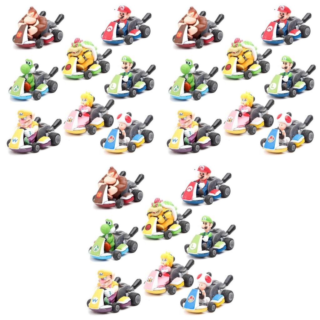 Stunning Super Mario Kart Pullback Autodoll Set With 8 High-quality Pvc Figures