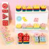 Geometric Shapes Wooden Sorting Toys Early Education Color Recognition Up Pile