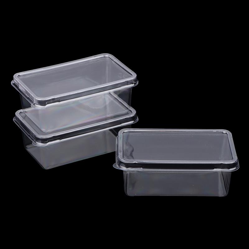 10Pcs Transparent Dessert Box With Lids Plastic Hinged Takeout Containers Food Packaging Boxes For Cakes Cookies Salad Food