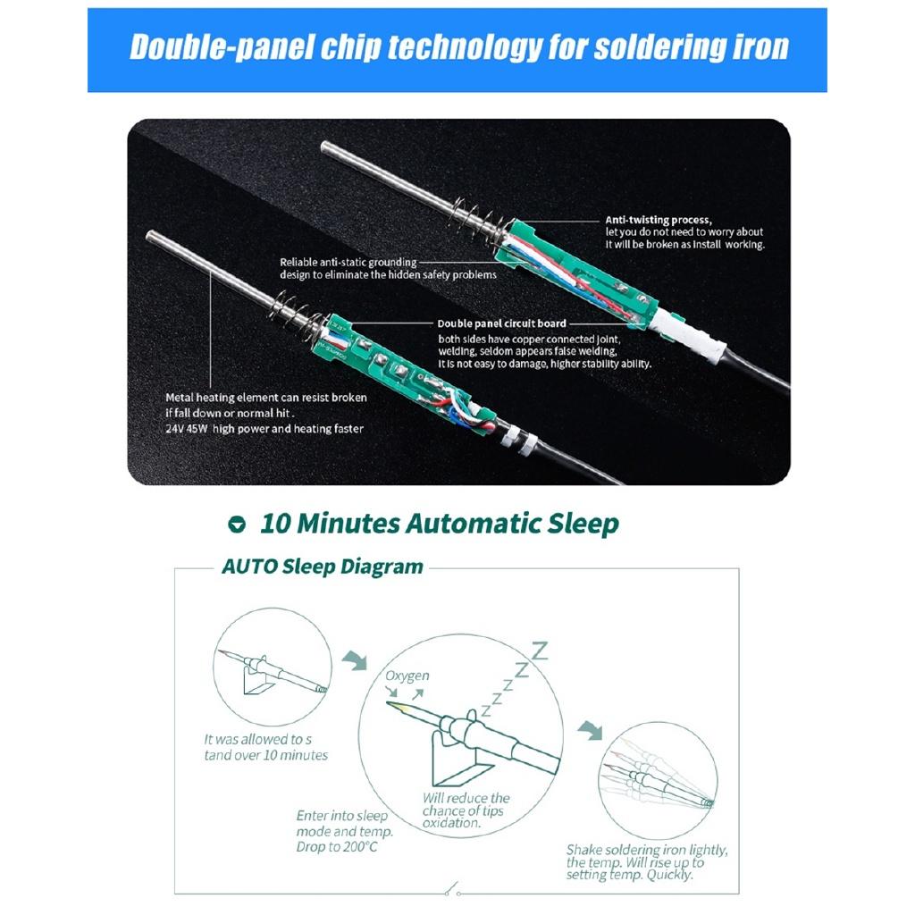 700W I Upgrade Rework Station Digital Display Iron SMD Heat Hot Air Soldering Station Welding