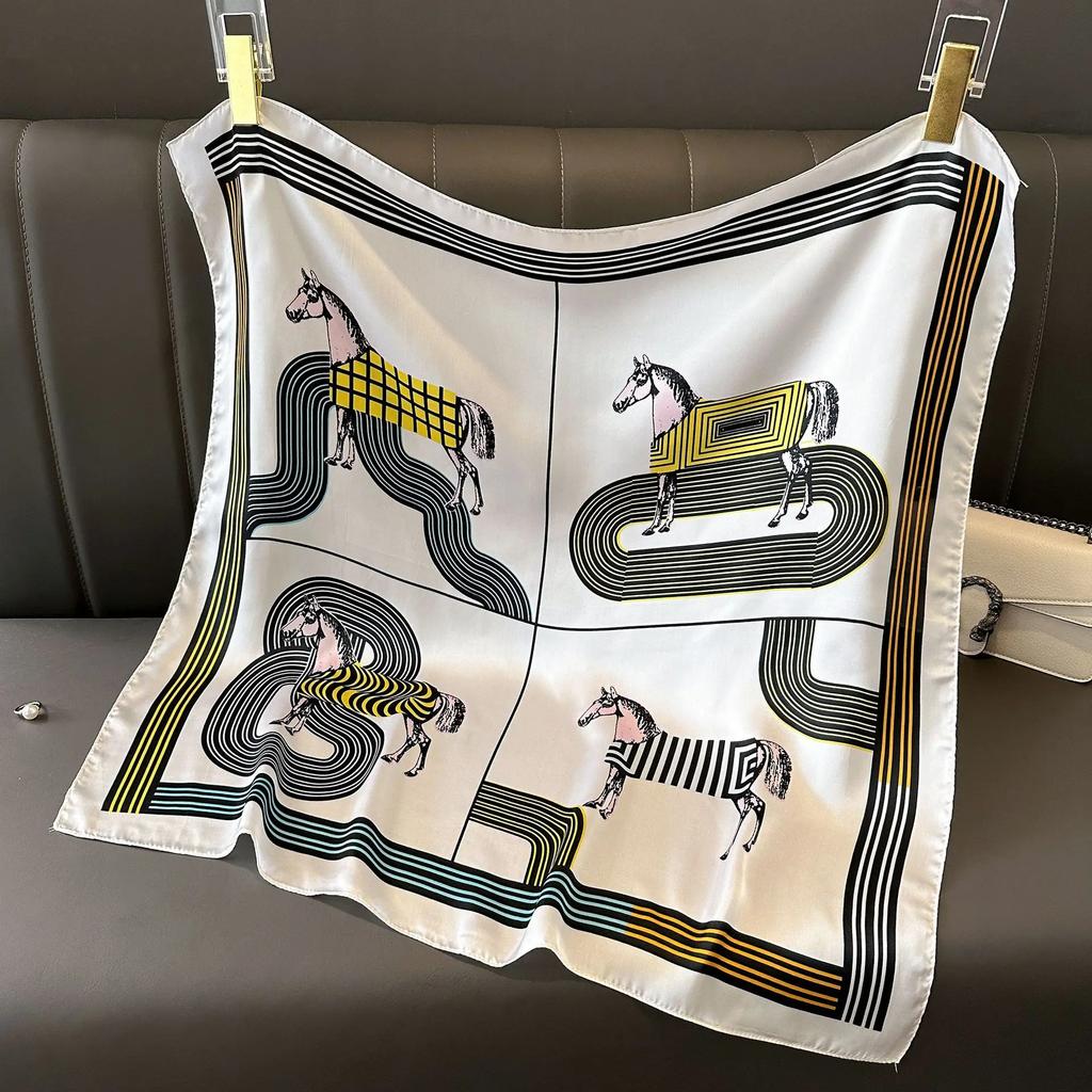 Новая Мода Роскошный Шелковый Платок Бандана Женские Повязки для Волос Квадратные Шарфы Галстук на Шею Шарфы для Сумки Сатиновый Женский Платок Повязка на Голову