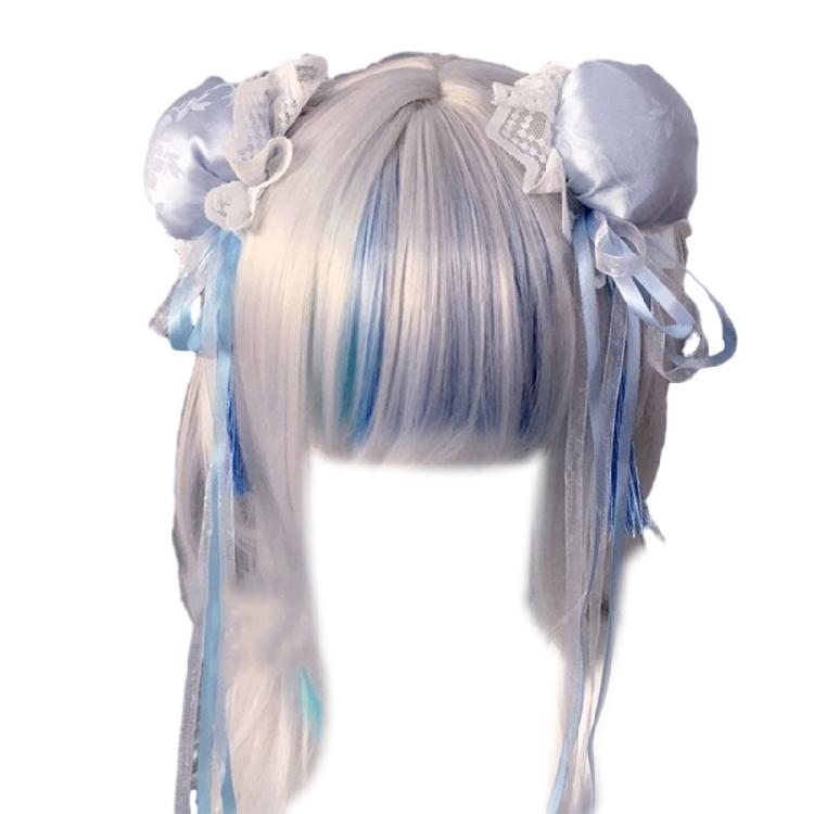 2pcs Hair Clip for Girls Harajuku Gothic Bun&Bowknot Teens Cosplay Hair Clip