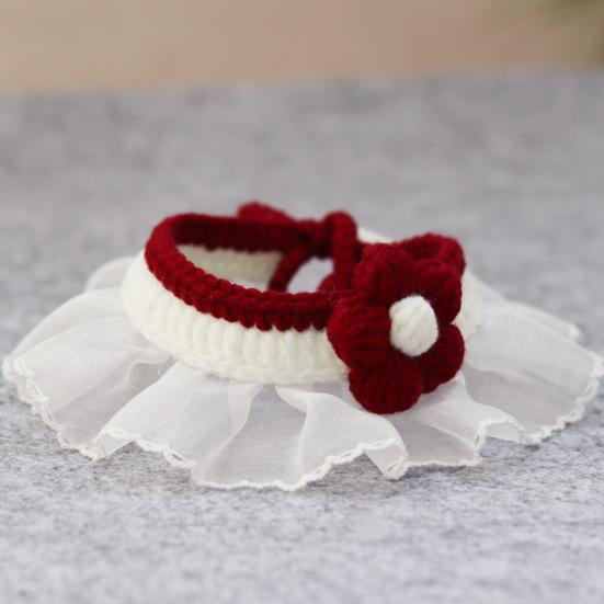 Pet Neckerchief Knitted Collar Costume Accessories Adjustable Cat Dog Lace Collar Bib Pet Saliva