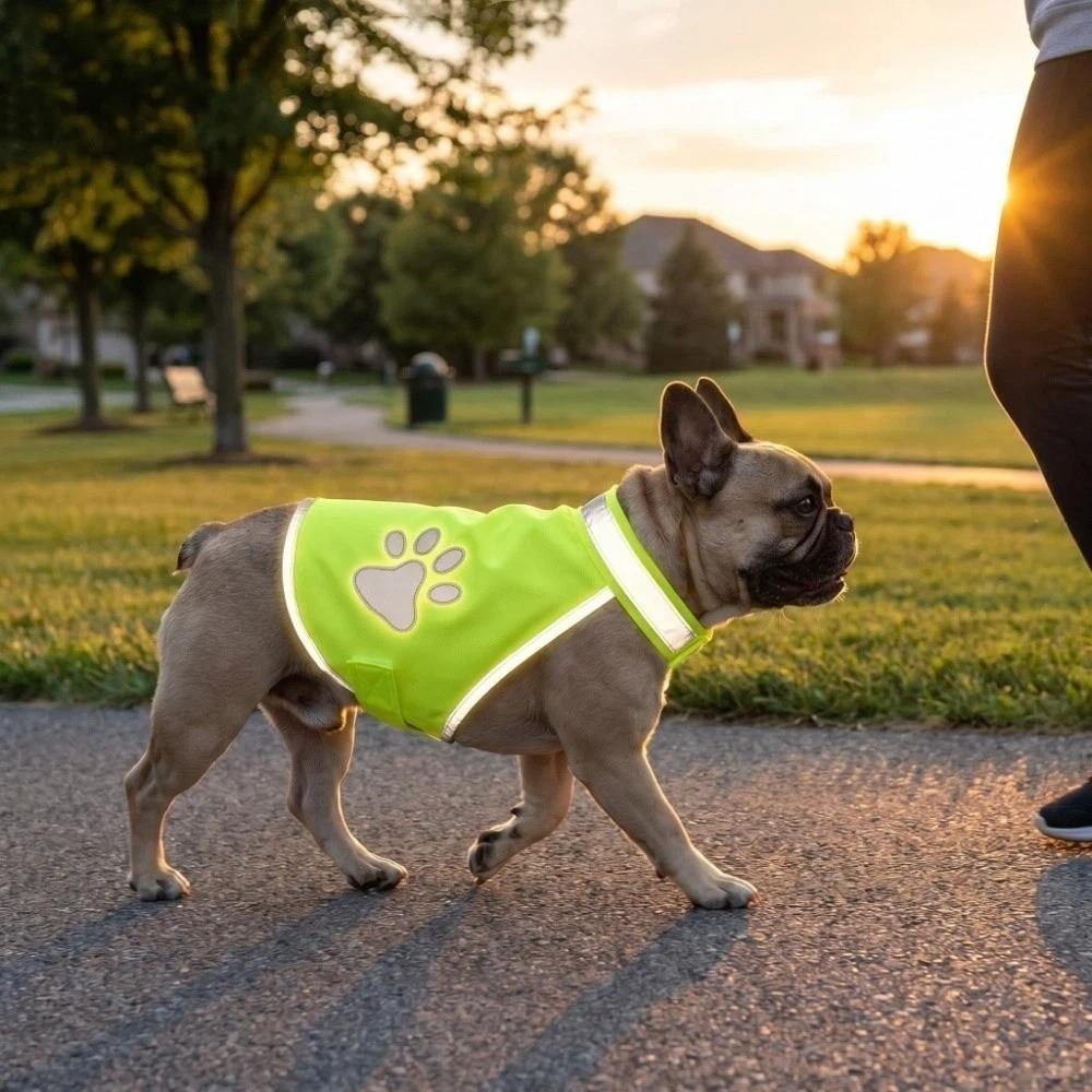 Adjustable Puppy Visibility Jacket Reflective Pet Fluorescent Clothes  for Walking Night
