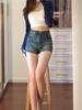 Summer 2024 Spicy Girl High-Waisted Retro Denim Shorts for Petite Women