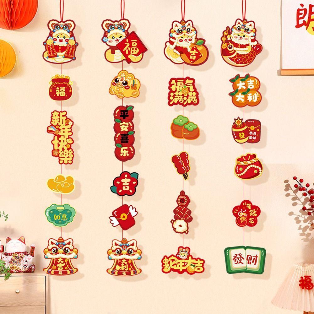 2pcs Traditional 2025 Snake Year Pendants Cute Fu Character Hanging Ornament  Bedroom Decoration