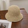 Summer Straw Hat For Women With Pearl Decor And Wide Brim Sunshade For Outdoor Sun Protection