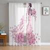 Floral Dress With Butterfly Sheer Curtains For Bedroom Living Room Tulle Curtains For Kitchen Window Voile Curtains