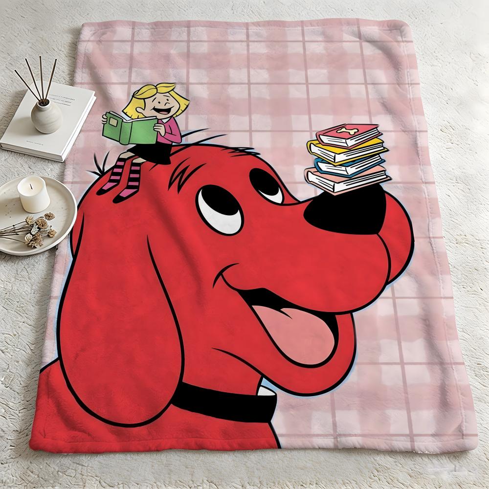 cartoon CClifford the Big Red Dogg Throw Warm Soft Flannel Blanket Multiuse for Sofa Bed Camping Travel Nap