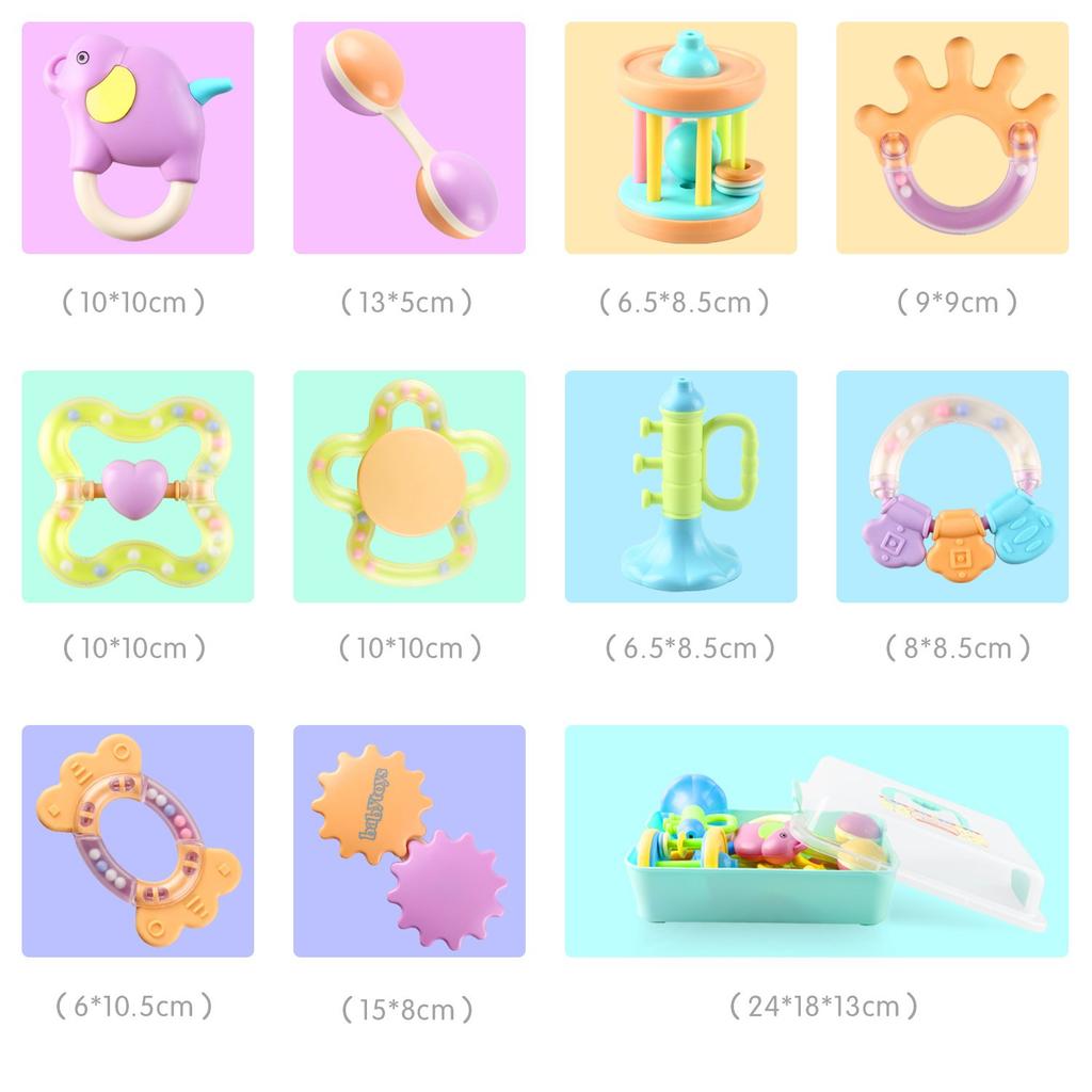 Игрушки для прорезывания зубов у новорожденных Bemixc 10 шт., звуковые детские игрушки для детей 0 лет, погремушка для ребенка, подарок