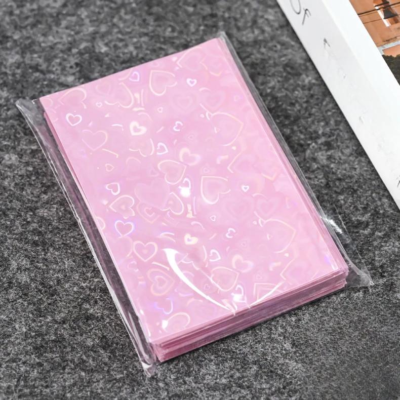 50pcs Simplicity Shiny Kpop Idol Photocard Holder Chic Ins Korean Glitter Heart Style Photocard Cover Case ID Student Card Film