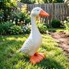 Wind-resistant Garden Decor Goose Statue 6"/12" Realistic White Sculpture Resin Decorative Figurine Fillable Base for Outdoor Porch Lawn Yard