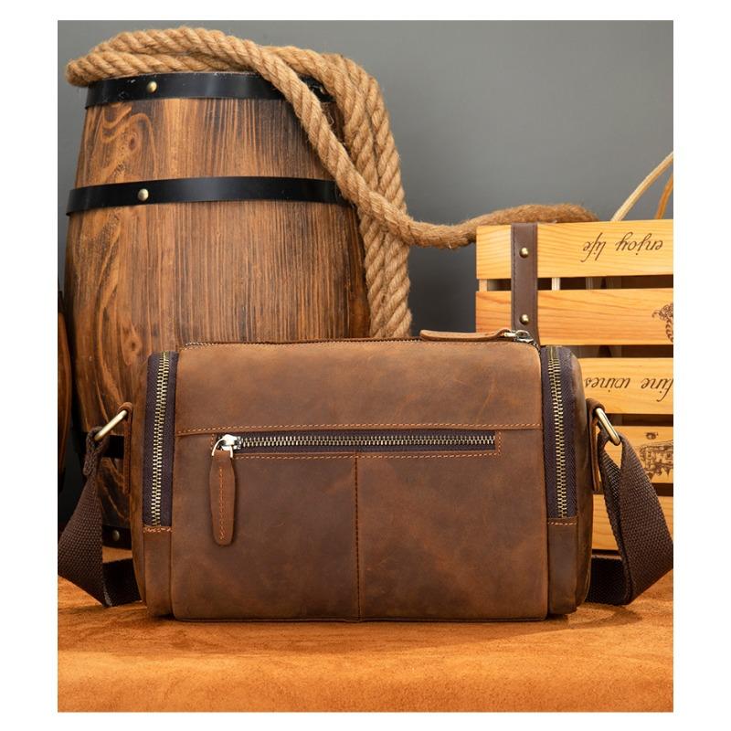 Мужская сумка Crazy Horse Leather из натуральной кожи, пропитанной маслом, через плечо, большая вместимость, модная трендовая косая сумка на плечо