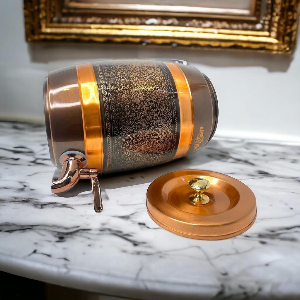 Pure Copper Dispenser 5 Litres Antique Itched Design