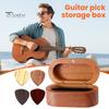 Набор держателей для медиаторов с 4-мя медиаторами, деревянный органайзер для медиаторов для акустической электрогитары, укулеле, мини-коробка для хранения ювелирных изделий