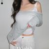 The Pink Women Sheer Deep V Neck Long sleeVe Tee