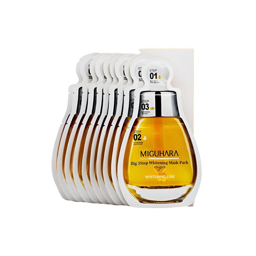 MIGUHARA Big 3 Step Whitening Mask Pack Brightening Sheet Mask Set 29ml x10 Sheets