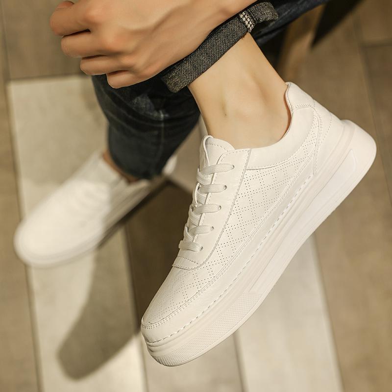 Мода PARZIVAL Высококачественная мужская обувь Брендовая обувь Кожаные повседневные кроссовки Комфортная платформа Мужская обувь для скейтбординга Белая обувь