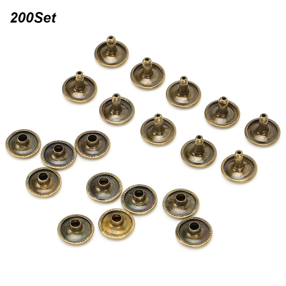 200 Sets Double Cap Rivet Round Stud Nail Iron Jeans Button Leather Shoes Bags Clothes