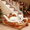 Sleigh Bed For Dogs Christmas Warm Puppy Nest Small Dog Warm Cave For Pet Parents Animal Lovers Cold Weather Home Office Living