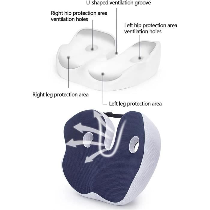 Coussin de siège - Mousse à mémoire de forme - Ergonomique - Lavable - Confortable