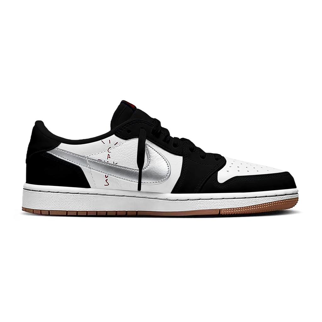 Travis Scott x Jordan Air Jordan 1 Black Yarn White Rose Slip Resistant Slip Resistant Low top Vintage Basketball Shoes DZ4137-700(Team1868-  )
