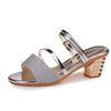Summer New Large Size Korean Version of Sandals Women's Thick Heel Open Toe Middle Heel with One Shoe Two Wear Thick Heel Sandals Women's Shoes