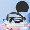 1Pcs Adult Transparent Large-Frame Swimming Goggles and Swimming Cap Set with Extra Large Field of View Waterproof Anti-Fog